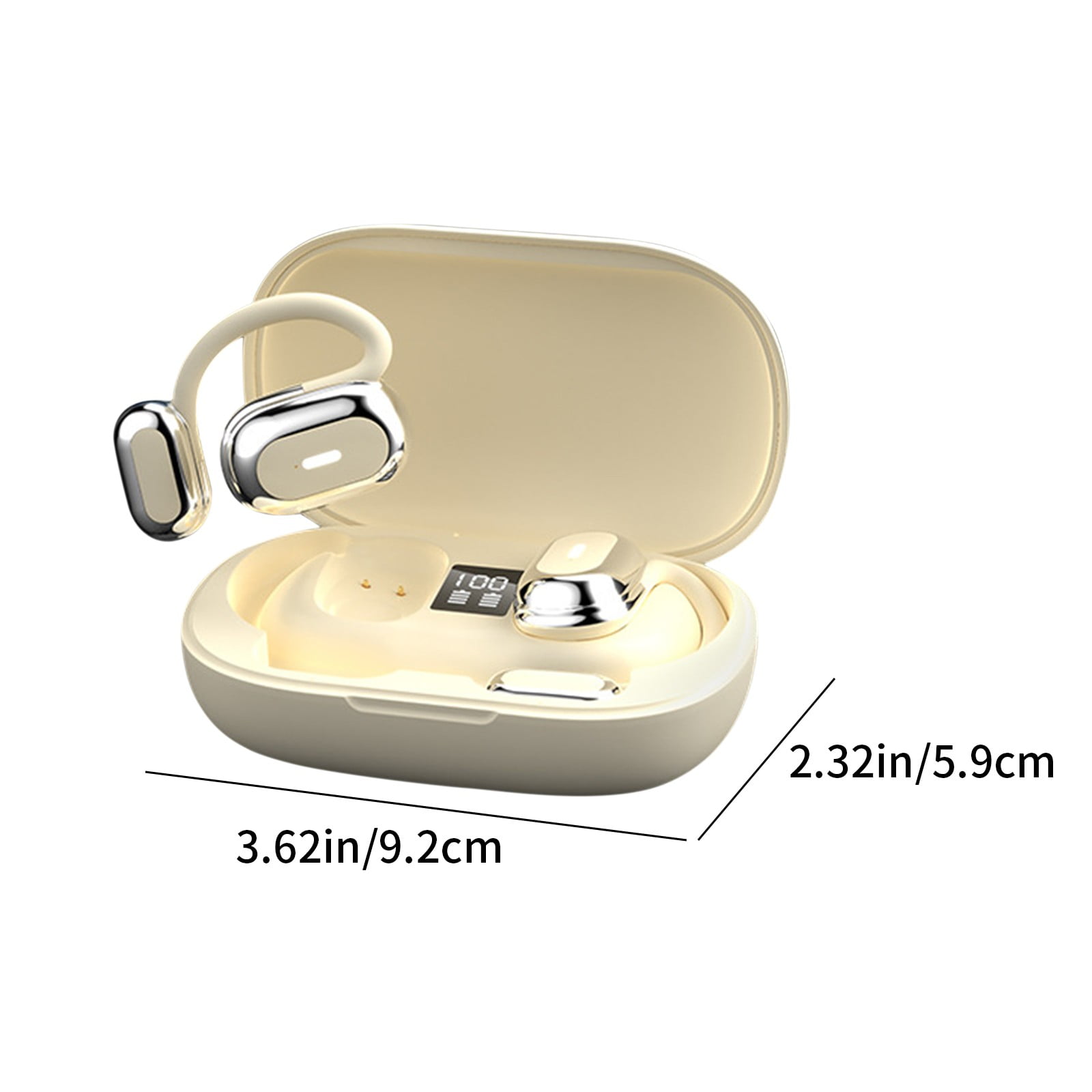 Open Ear AC210 Headphones, Bluetooth 5.4 Earphones Stereo Sound, Wireless Headphones 30 Hours Playback, Type-C Charging, IPX5 Waterproof Open Ear Earbuds(Beige)