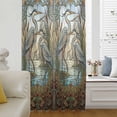 thumbnail image 6 of Vintage Cranes Sheer Curtains 108 Inches Extra Long, Country Retro Chic Glass Flower Textured Light Filering Curtains, Privacy Drapes Simi Floor to Veiling Curtain for Living Room Window Treatment, 6 of 9