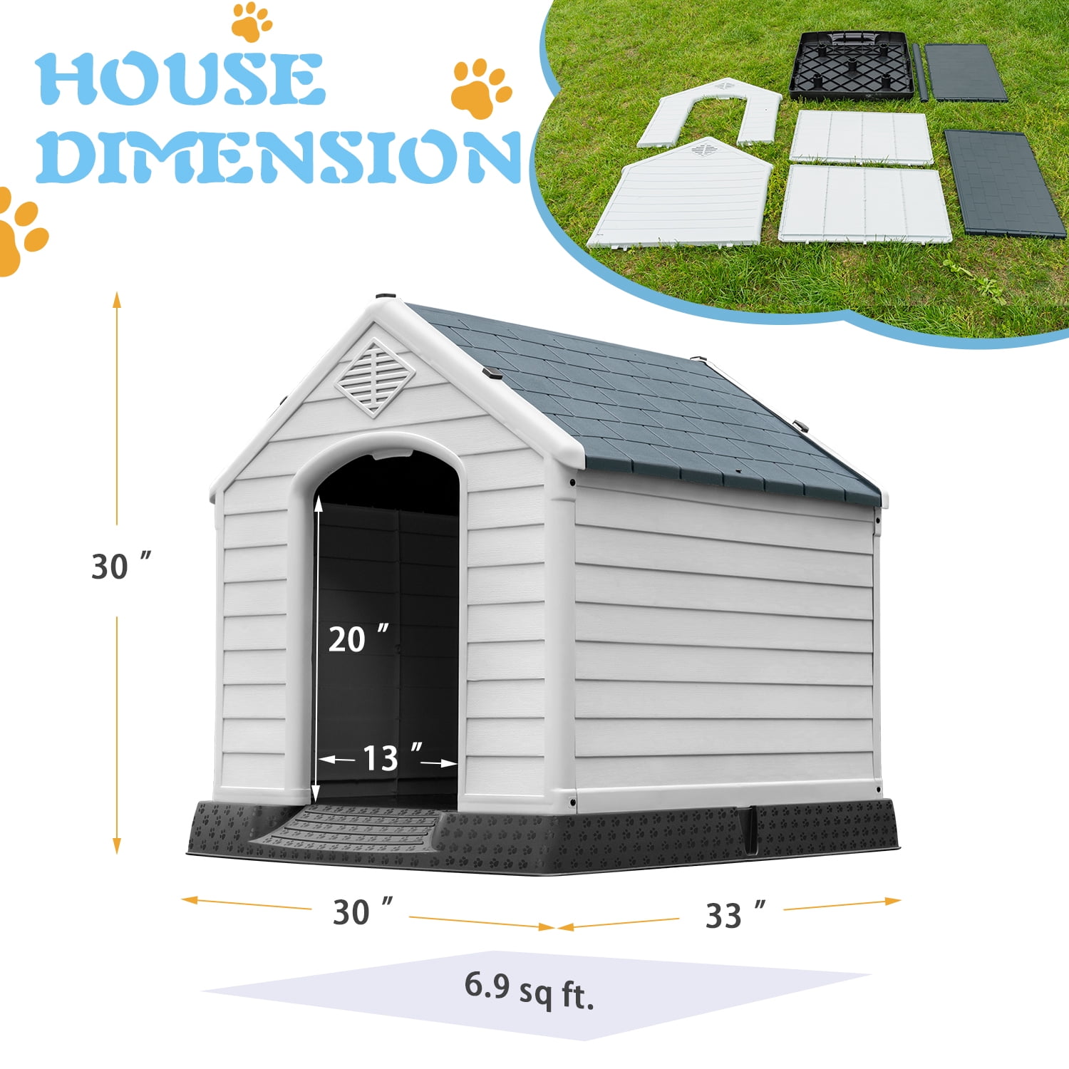 $28/mo - Finance Bonnlo Upgraded Plastic Dog House, Pet Dog Kennel