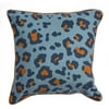 20" Powder Blue Navy Blue and Cheddar Orange Leopard Animal Print Decorative Throw Pillow
