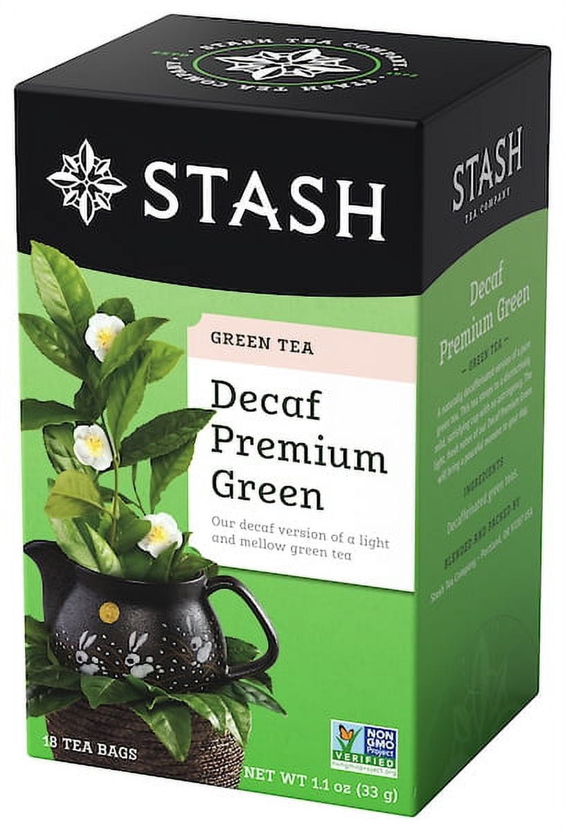 (4 pack) Stash Decaf Premium Green Tea Bags, 18 Count, 1.1 Oz