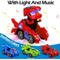 thumbnail image 4 of Transforming Dinosaur Car with LED Light Music Automatic Deformation Dino Race Car Toys for Kids Boys Girls Toddlers 3 Year Old and Up Birthday （red）, 4 of 6