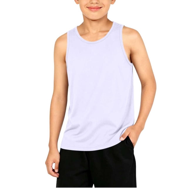 Camiseta sin Mangas para Niño Grande - Camisetas sin Mangas para Niños para Entrenamiento Casual de Verano, Correr, Cuello Redondo, Camisetas Interiores de Verano, Blanco, 3 Años