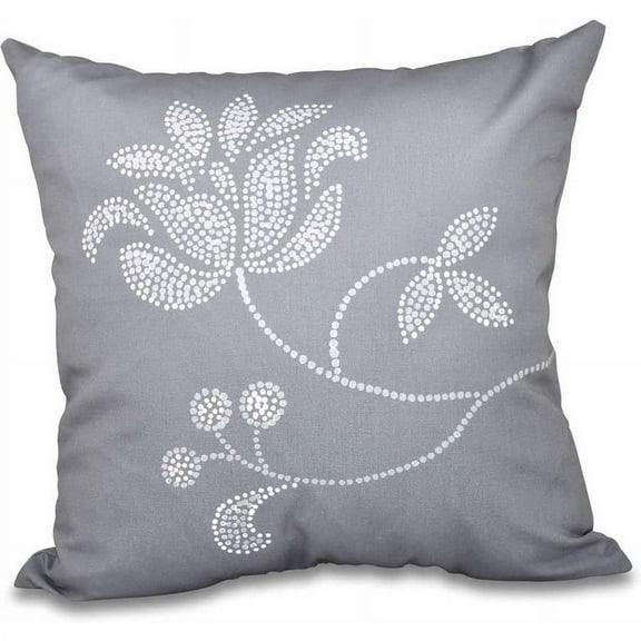Simply Daisy 16" x 16" Traditional Flower-Single Bloom Floral Print Pillow, Grey
