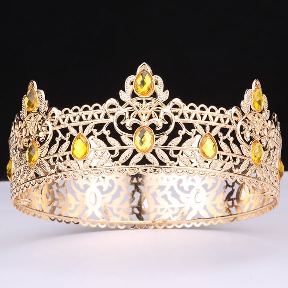 XmhyTop-A Crown King Crown, Birthday Crown, Wedding Crown Headpiece, Cosplay King Crown, Elegant Decorative Crown Headbands - 1 Pc 16.516.56.5cm,Gold Yellow