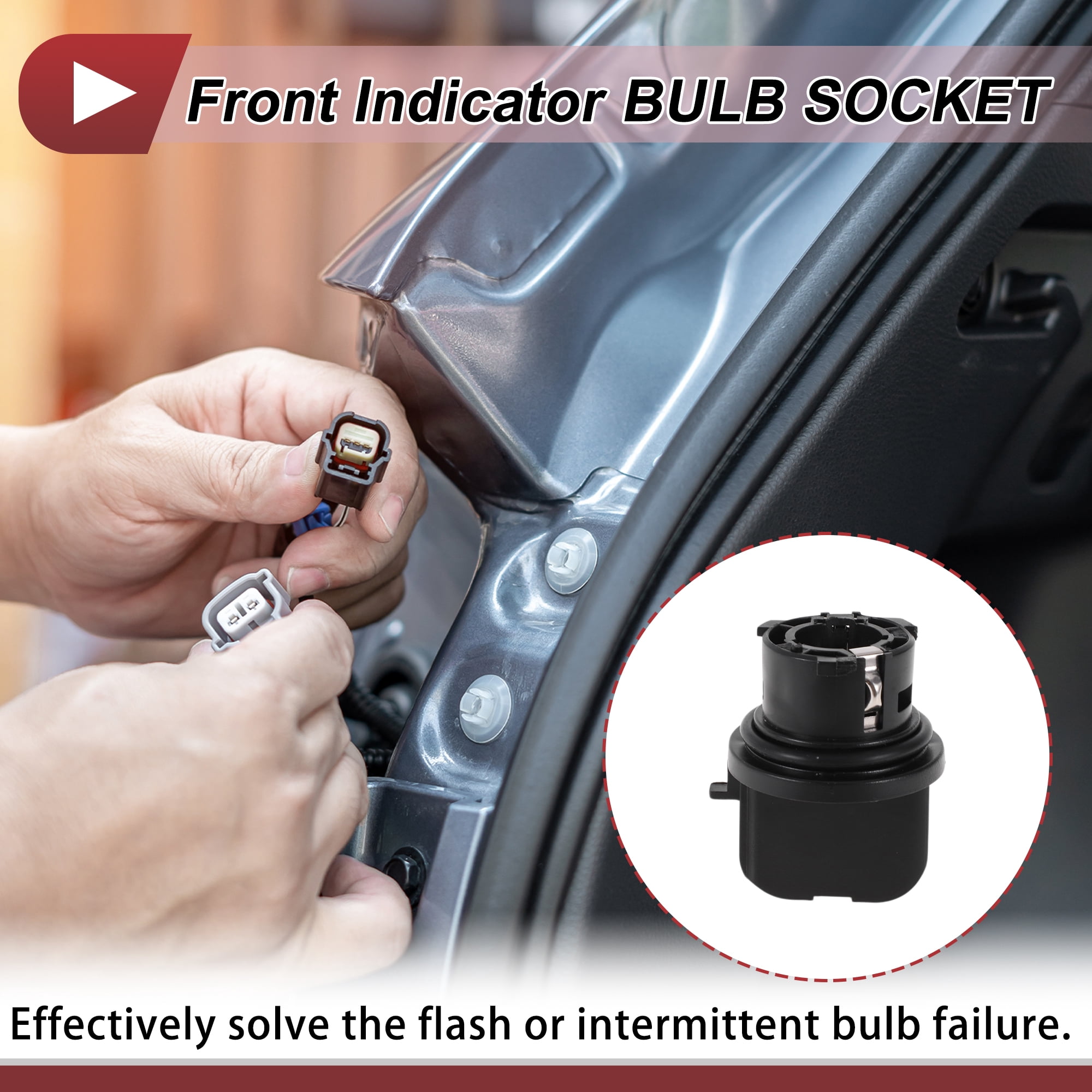 Unique Bargains Front Indicator Light Socket Lamp Bulb Connector 1Pc Black