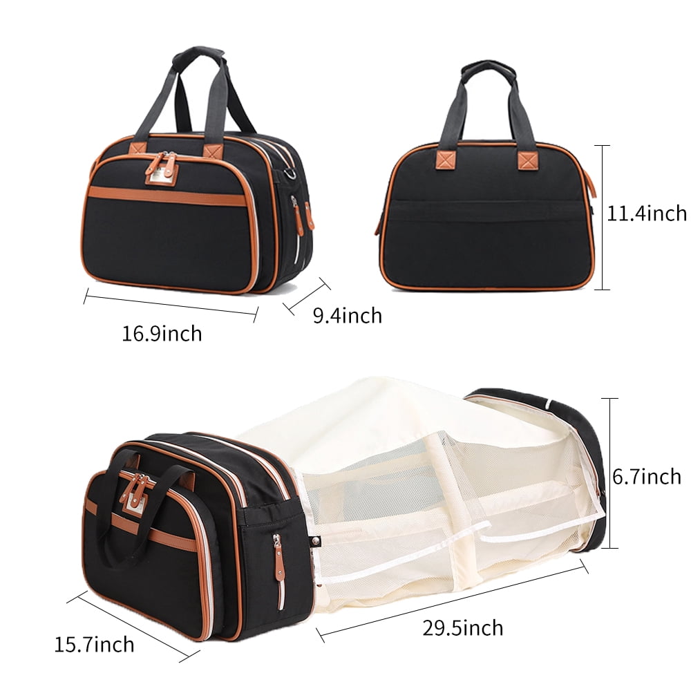 Baby Diaper Bag with Changing Station Mummy Bag Portable Detachable Folding Bed with Bassinet Bed Mat Dad Mom Travel bag