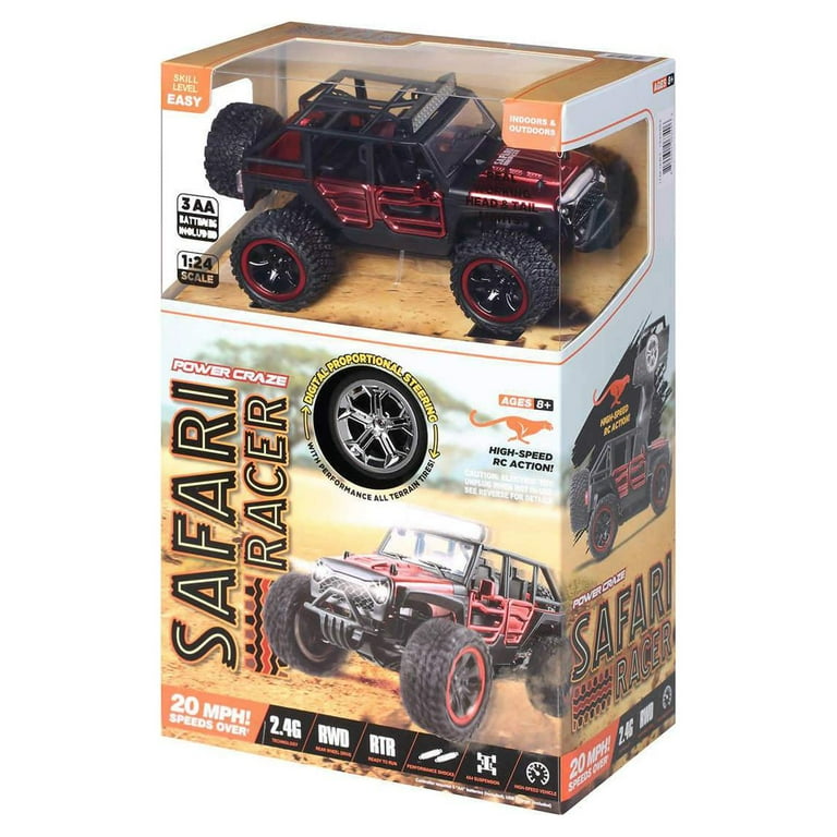 Power Craze (1:24) Safari Racer Battery RC Car, Blue Buggy