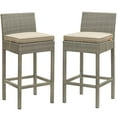 thumbnail image 1 of Modway Conduit Outdoor Wicker Rattan Bar Stool in Light Gray/Beige (Set of 2), 1 of 5