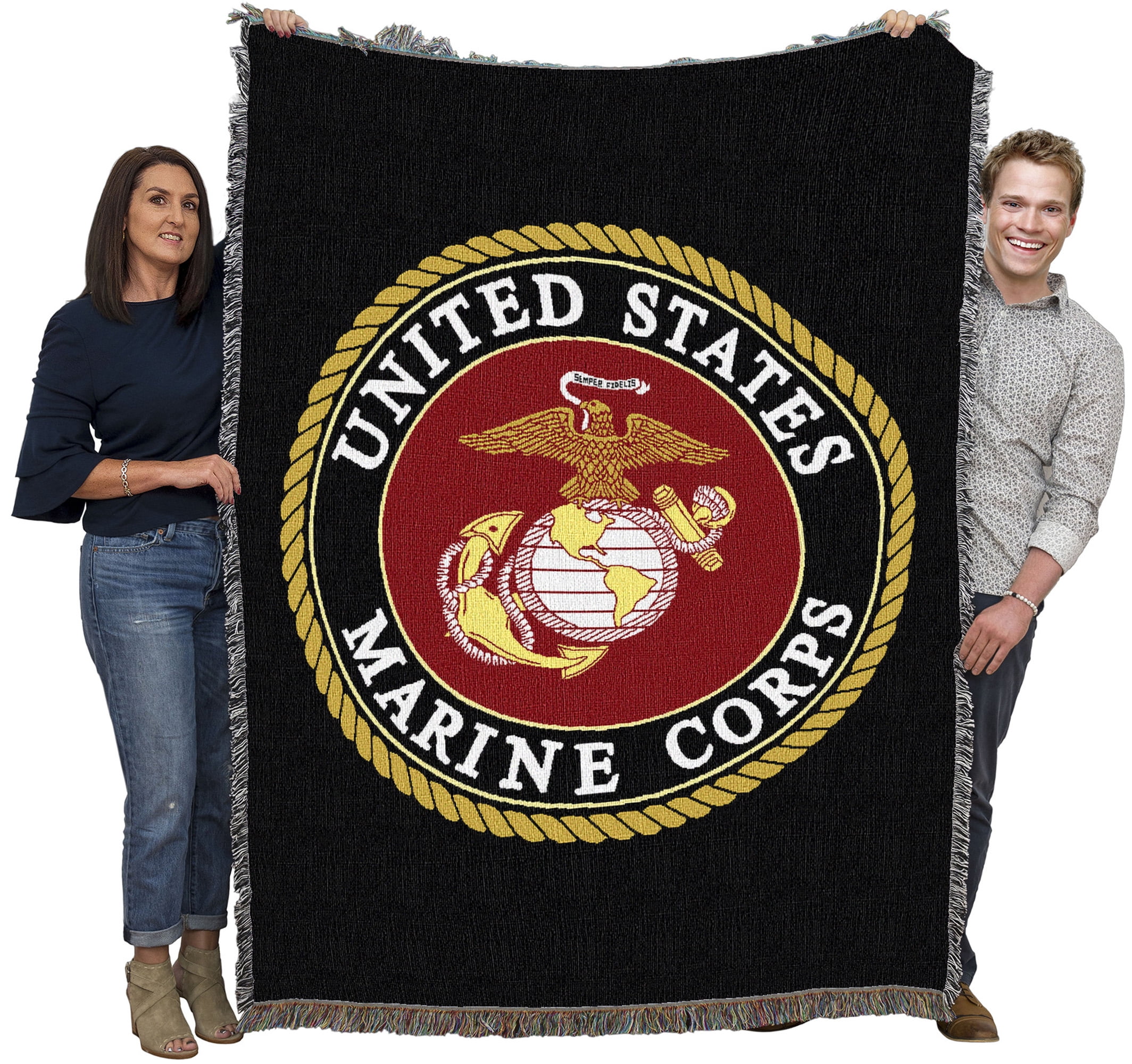Pure Country Weavers US Marine Corps - Emblem Blanket - Military Tapestry Throw Woven from Cotton - Made in The USA (72x54)