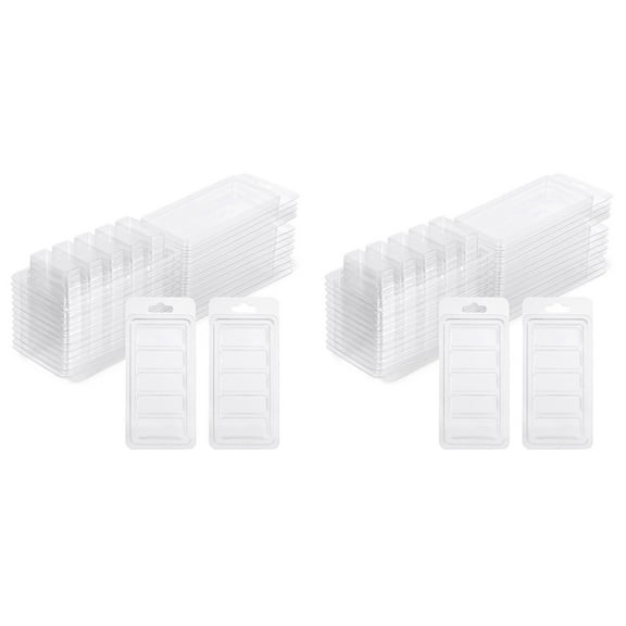 100 Pcs Wax Melt Containers, 5-Cavity Wax Melt Clamshell Molds,Clear Empty Plastic Wax Melt Mold for DIY Candles Making