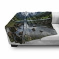 thumbnail image 3 of Nature Soft Flannel Fleece Blanket, Mountains River and Open Sky Natural Beauties Norway Fjords Nordic Landscape, Cozy Plush for Indoor and Outdoor Use, 50" x 70", White Green Brown, by Ambesonne, 3 of 6