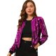 thumbnail image 1 of Chaqueta De Bombardero De Lentejuelas Con Cremallera Y Manga Larga Recortada Con Purpurina Para Mujer Fucsia M, 1 of 6