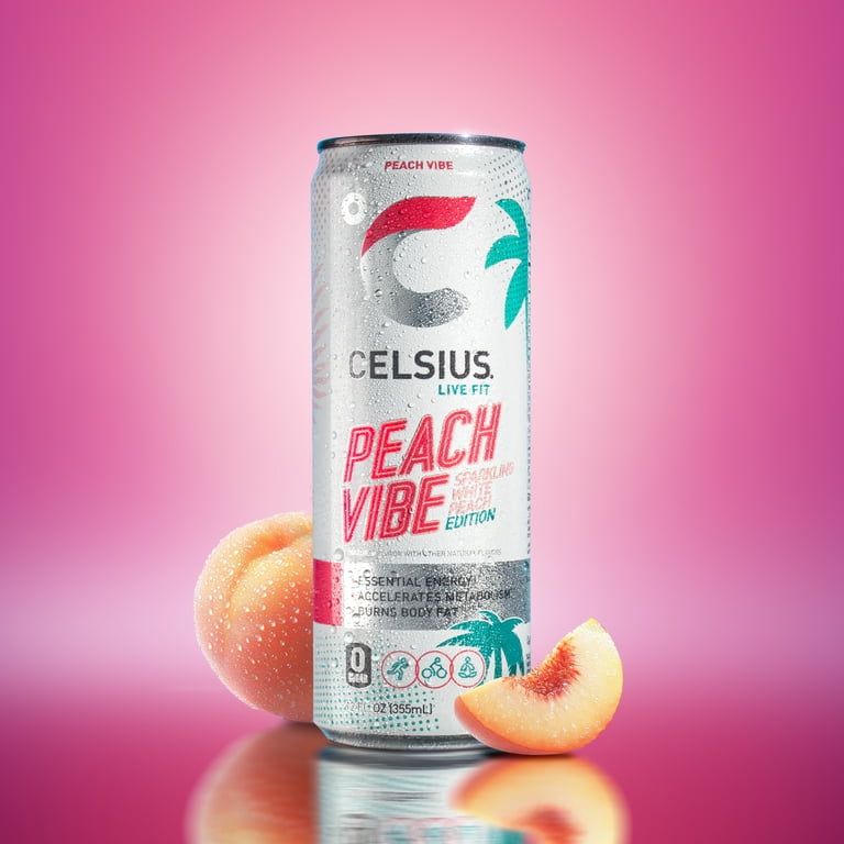 CELSIUS Sparkling Peach Vibe, 12 fl oz Cans, 12 Pack photo 6