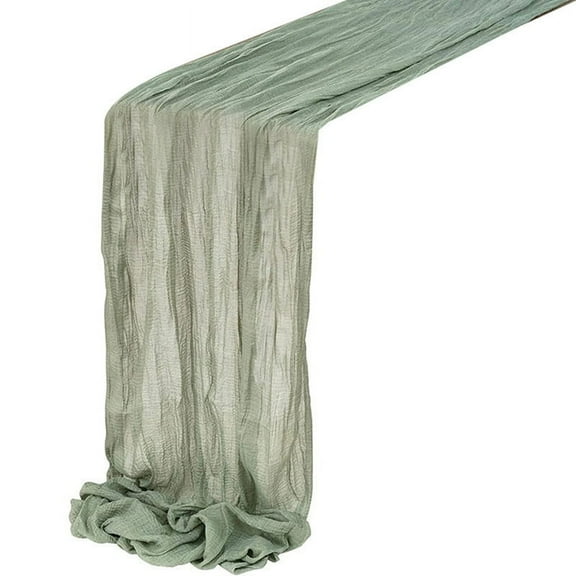 Cheesecloth Table Runner Boho Gauze Cheese Cloth Table Runner Rustic Sheer Runner Long for Wedding Green 4Pcs,4 x Table Runner,Green