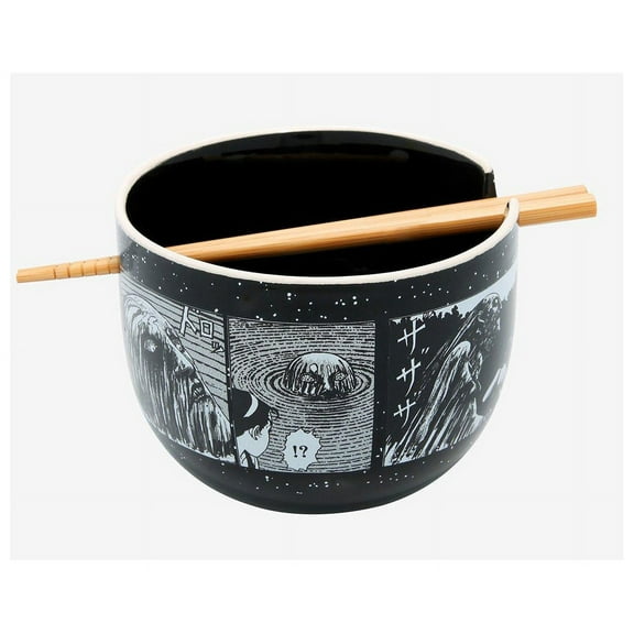 Junji Ito Collection Manga Anime Ramen Bowl Bundle with Bowl, Bamboo Chopsticks Set