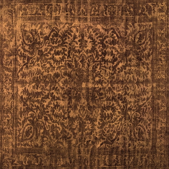 Ahgly Company Indoor Square Abstract Orange Contemporary Area Rugs, 3' Square