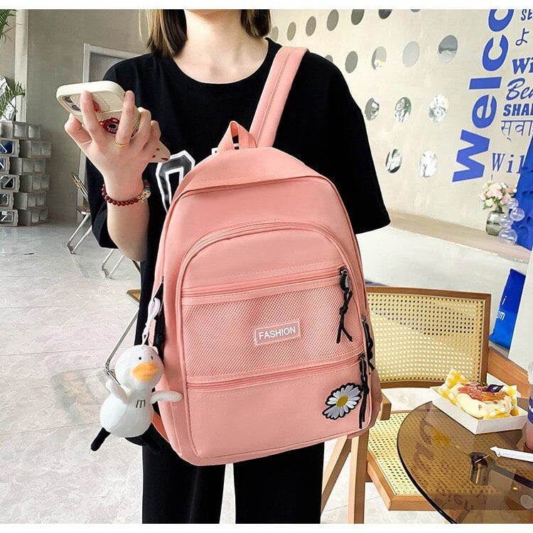 Yosicl 4 In 1 Fashion Women Backpack Multi Compartment School Bag For Girls Waterproof Large Capacity Travel Bags Casual Storage Bags Sac A Dos Scolai