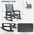 thumbnail image 3 of Bingirl Outdoor Rocking Chair - HDPE Plastic Patio Rocker Chair for Porch, Deck, Lawn, Garden - Black (Grid back panel), 3 of 7