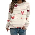 thumbnail image 1 of VALMASS Chandails en Molleton de la Saint-Valentin pour Femmes Graphique Manches Longues Col Rond Hauts Mode Décontractée Pull Ample Blouses (m, Blanc-A), 1 of 4