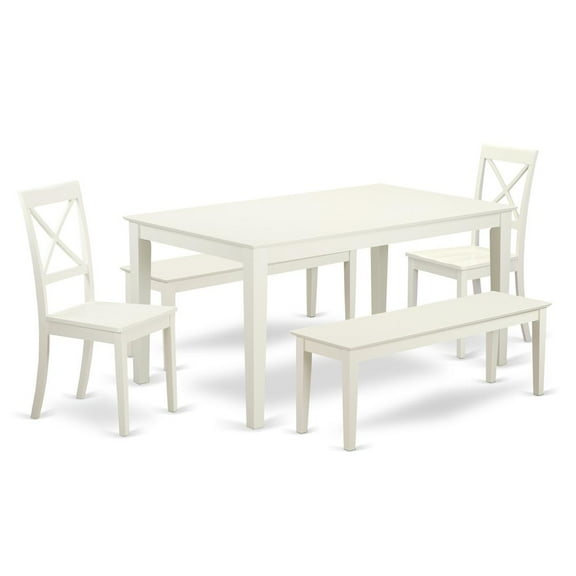 East West Furniture Dining Room Set Linen White, CABO5C-LWH-W