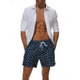 thumbnail image 1 of Mostdary Men Swimsuit Pocket Boardshorts Drawstring Quick Dry Beach Pants High Waist Mens Comfy Straight-Leg Hawaiian Elastic-Waist Little Fish (Tibetan Blue) 4XL, 1 of 7