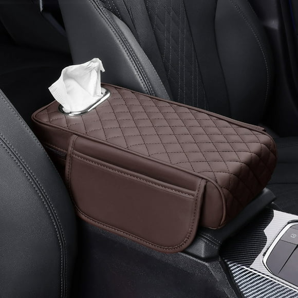 Center Console Arm Rest Cover with Pocket and Tissue Auto Cushion Pad for SUV Truck Sedan Vehicle – PU Leather Center Console Protector with Armrest Pad and Storage