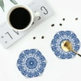 thumbnail image 4 of Zufioo Blue Watercolor Print Leather Coaster Set, Decorative PVC Coasters 4-pack - Scald and Stain-resistant, Suitable for Home, Cafes, Restaurants-Hexagon, 4 of 6