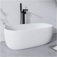 thumbnail image 5 of JERFIT 51 Inch Modern Freestanding Soaking Bathtub, Solid Surface Resin Stone Tub with Overflow Drain, Non-Slip Matte White Finish for Bathroom, 5 of 9