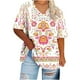thumbnail image 1 of Camisetas Casuales de las Mujeres de Manga Corta de Cuello en V Oversized Camiseta Deportiva de Verano, Top Impreso Casual, 1 of 4
