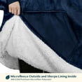 thumbnail image 3 of PAVILIA Wearable Blanket Sweatshirt for Kids Boy Girl Navy Dark Blue, Warm Cozy Giant Blanket Hoodie, Fleece Sherpa Oversized Blanket Sweatshirt with Sleeves, Big Pocket, Christmas Gift, 3 of 7