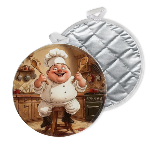 2 PCS Pot Holders for Kitchen,Potholders Sets with Hook for Oven,Cooking,Baking,Chef Holding Wooden Spoons