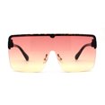 thumbnail image 3 of Flat Top Half Rim Oversize Shield 80s Fashion Sunglasses Tortoise Red Yellow, 3 of 4