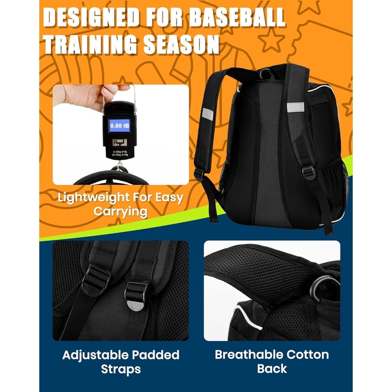 Baseball Bag - Backpack for Baseball, Softball, Tball - Adults & Youth Bat Bag Athletico Baseball Bat Bag - Backpack for Baseball, T-Ball  main image 2