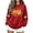 Red sweatshirt for women #2, variant on Women's Fall Sweatshirt Crew Neck Long Sleeve Pullover Loose Fit Casual Top with Pumpkin and Sleeve Print Red,M