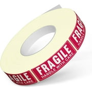 1" x 3" Fragile Handle with Care Warning Stickers, Tape (1 Pack)