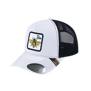 HAVINA PRO CAPS - V2 Embroidered The Bee - 5 Panel Trucker Hat - White/Black