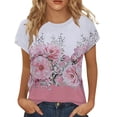 thumbnail image 2 of YLHFASHION Hauts d'Été pour Femmes T-Shirts à Manches Courtes Col Rond Mignons Tendance Tuniques Blouses jusqu'à 50 % de Rabais T-shirt à Manches Courtes pour Femmes, 2 of 4
