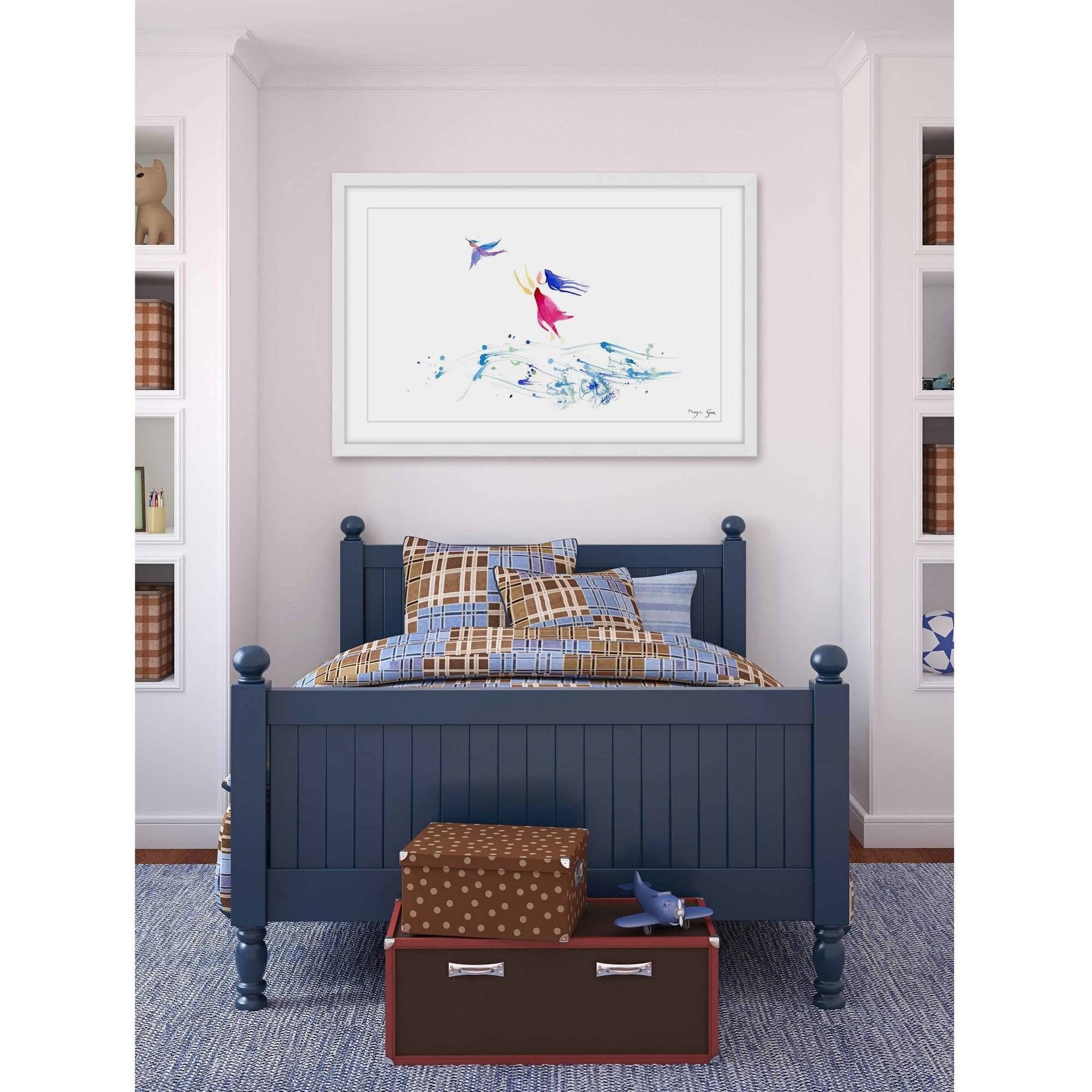 "Woman & Bird" Framed Painting Print