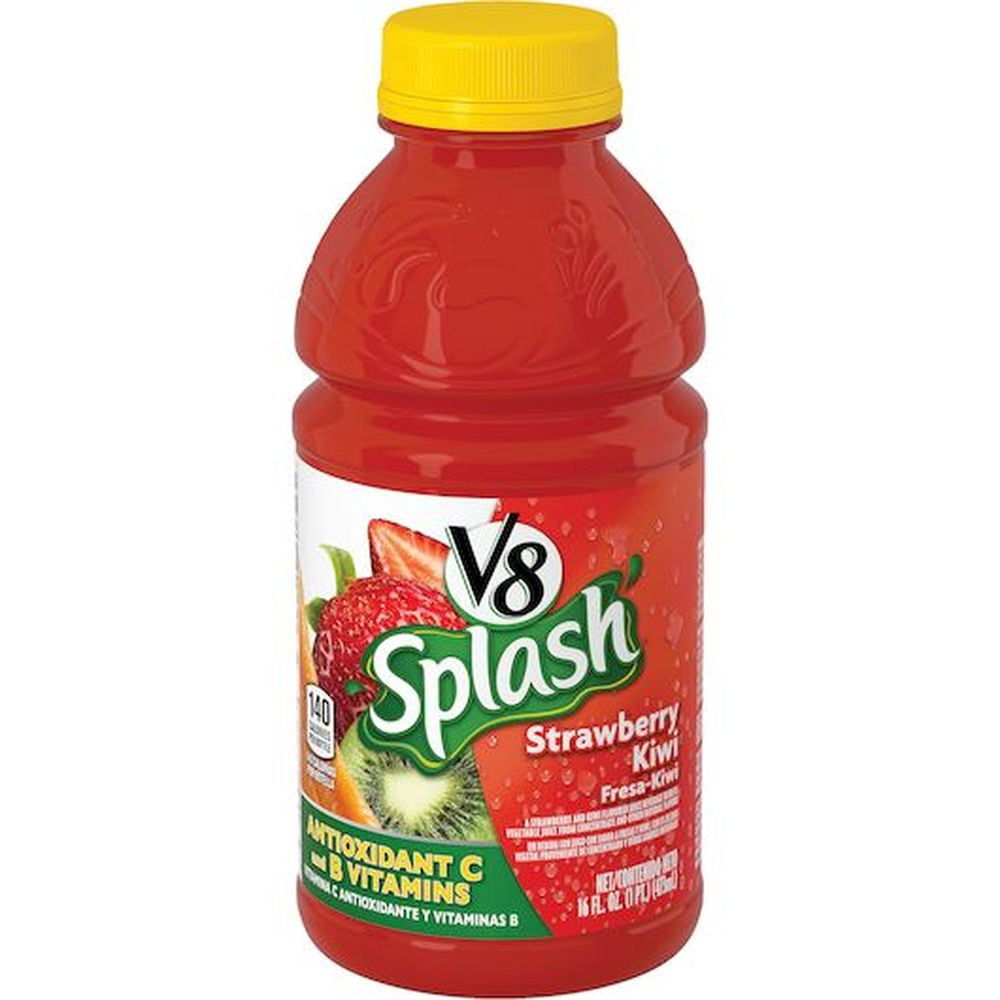 V8 Splash Strawberry Kiwi Juice, 16 Fluid Ounce -- 12 per case.