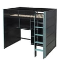thumbnail image 6 of Gaming Loft Bed Full Size, Wood Loft Bed with Desk, RGB LED Lights, Open Wardrobe & Storage Shelves, Gaming Bed with Workstation for Gamers, Teens, Blue, 6 of 14