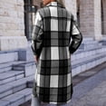 thumbnail image 6 of Annhoo Womens Long Trench Coat Single Breasted Checkered Long Sleeve Lapel Overcoat Fall Winter outerwear Jackets, 6 of 7