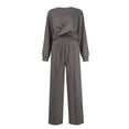 thumbnail image 5 of Scyoekwg Two Piece Outfits Women Sweatsuit Fall Outfits Short Sports Sets Long Sleeve Tops Wide Leg Pants Fashion Two Piece Set Casual Matching Outfits Tracksuit (Dark Gray,XL), 5 of 6