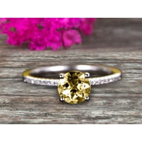 6mm Round Cut 1.50 Carat Champagne Diamond Moissanite Engagement Ring 10k White Gold Anniversary Gift for her