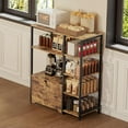 thumbnail image 2 of Bakers Rack with Storage Cabinet,5-Tier Coffee Bar with Shelves,Free Standing Farmhouse Microwave Oven Cart Stand,Kitchen Storage Shelf with Cabinet for Kitchen, Living Room,Garage, 2 of 9