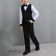 thumbnail image 4 of ZACPNCV Boys Suits Set Vest Pants Dress Shirt and Tie for Toddler Kids Formal Dresswear Black 15-16 Years, 4 of 5