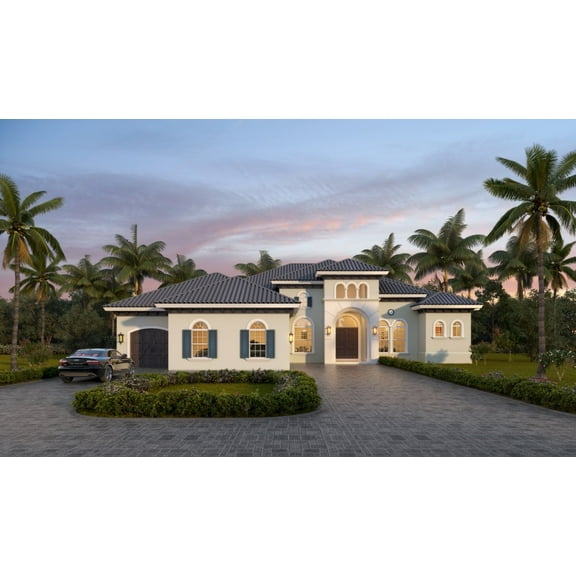 013-3683: Luxury Mediterranean 4 Bed, 5 Bath Luxury Home Plan, 3683 Sq Ft: Full Blueprints with License to Build by Home Plan Marketplace - Lesuto