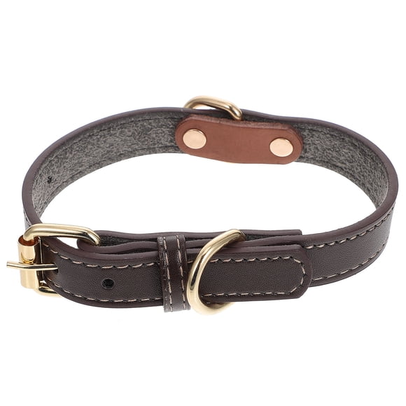 HEALEEP Collar Ajustable Para Mascotas En Cuero Café Con Decorativa Y Remaches Creativos