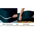 thumbnail image 3 of HNB Store Zipper Fitted Sheet Only, Short Queen Size 10" Deep Pocket 600TC Pure Egyptian Cotton - Teal, 3 of 6