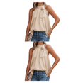 thumbnail image 3 of Qarigey Blusa informal sin mangas con estampado, camisa holgada, cumpleaños, boda, aniversario, vacaciones, baile, Top, ropa de verano para viajes Type2 NO2 Qarigey CBP251036, 3 of 5